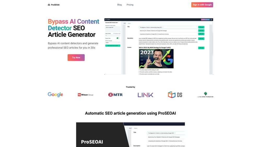 ProSEOAI.com: Converts YouTube to SEO Blogs in One Click