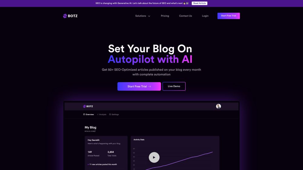 GetBotz: AI Blog Management, 50+ SEO Articles Monthly