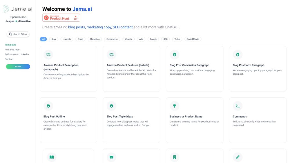 Jema.ai: Open-Source AI Content Tool for Marketers & Writers