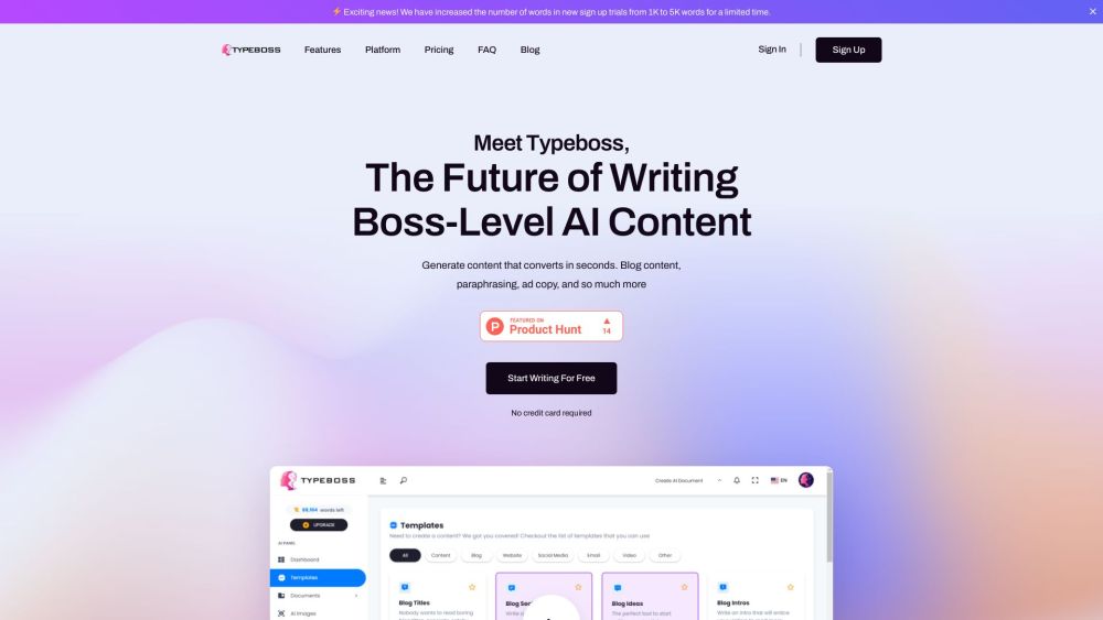 Typeboss Writing Game: AI Blogs, Tone & Topic Ideas