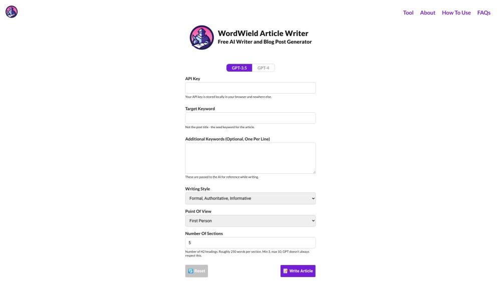 WordWield: Free AI Writer Using GPT-3.5 & GPT-4, No Fees