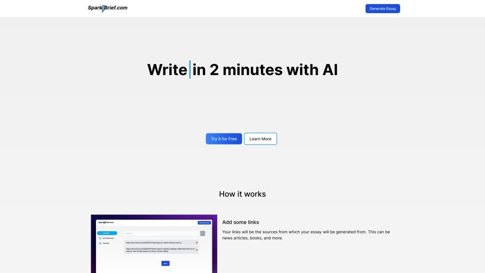 SparkBrief: AI Essay Tool, GPT & PaLM Powered, Custom Tones