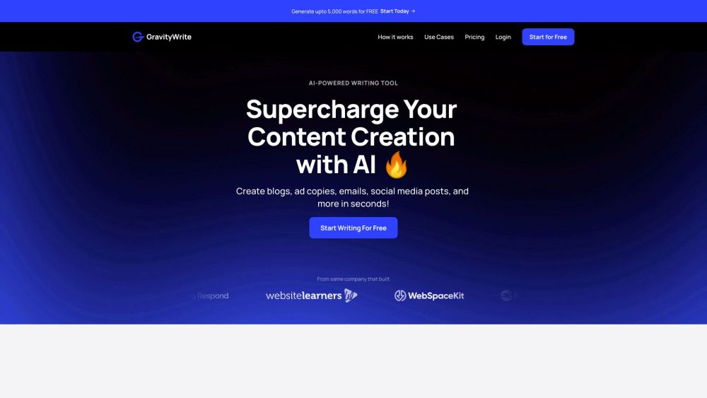 'GravityWrite: AI-Powered Content Generation for Sales Boost'