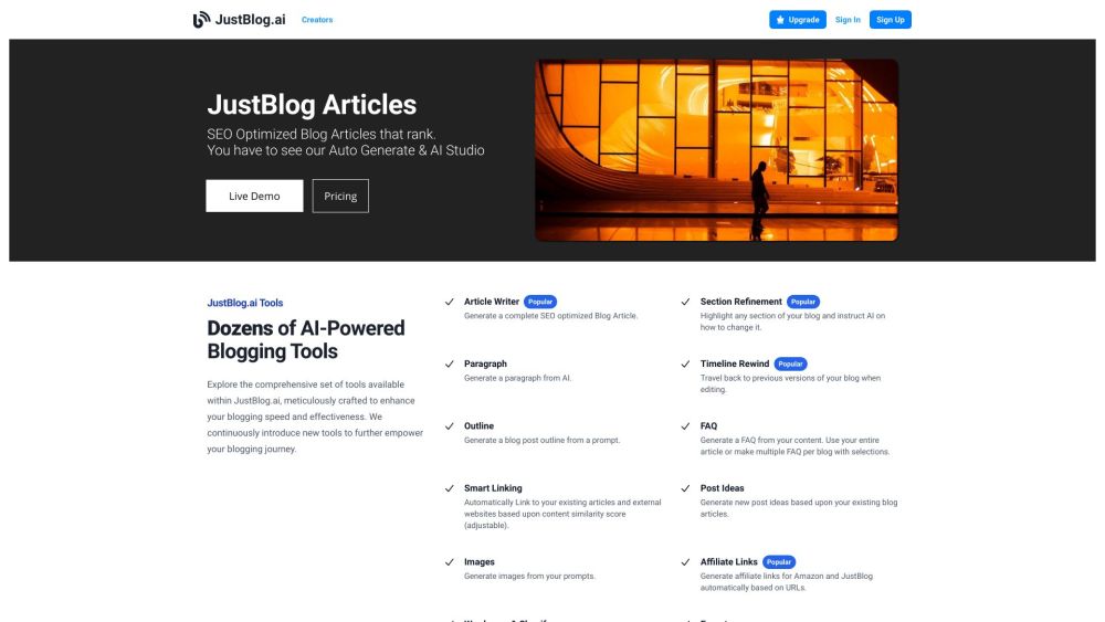 JustBlog.ai: Top AI Blog Site, Free AI Blog Creator