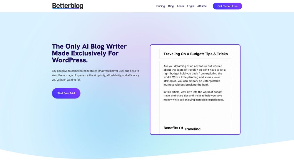 BetterBlog.ai: SEO Articles & WordPress Integration