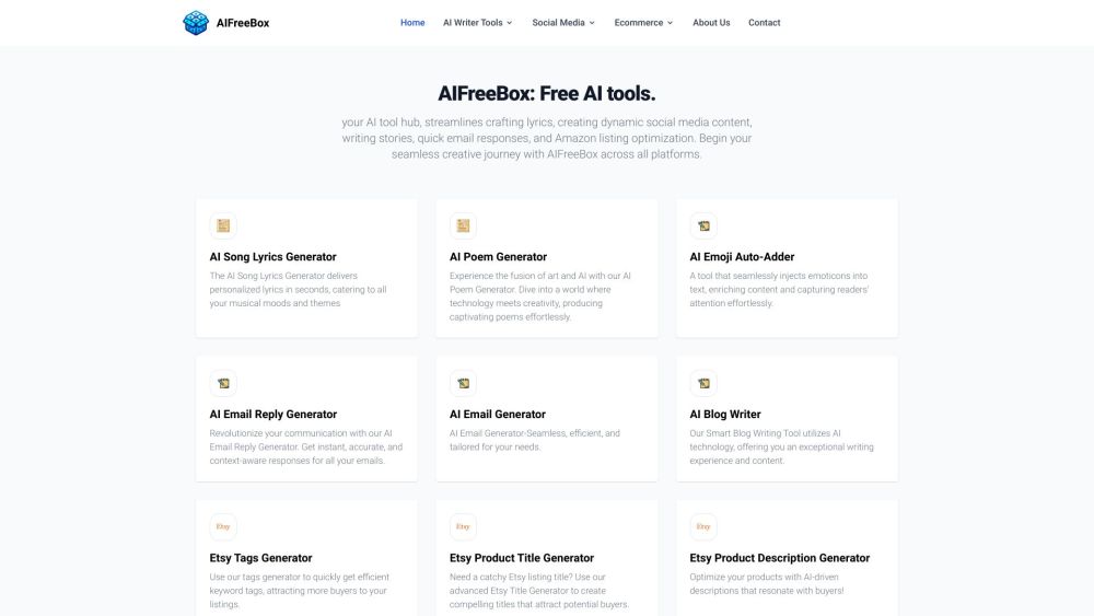 AIFreeBox: Lyrics, Stories, Emails, Social Media AI Tools