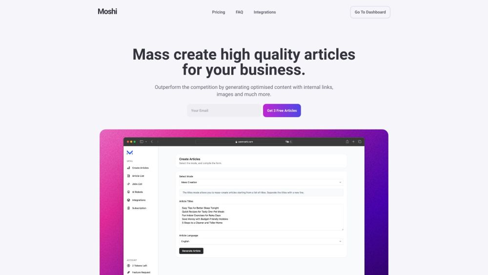 Moshi: AI Blog Writer & Efficient Content Creator