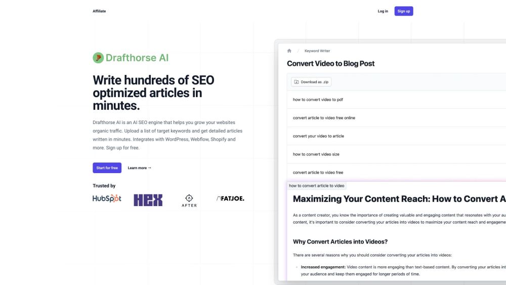 Drafthorse AI: AI SEO, Grow Traffic, Fast Articles