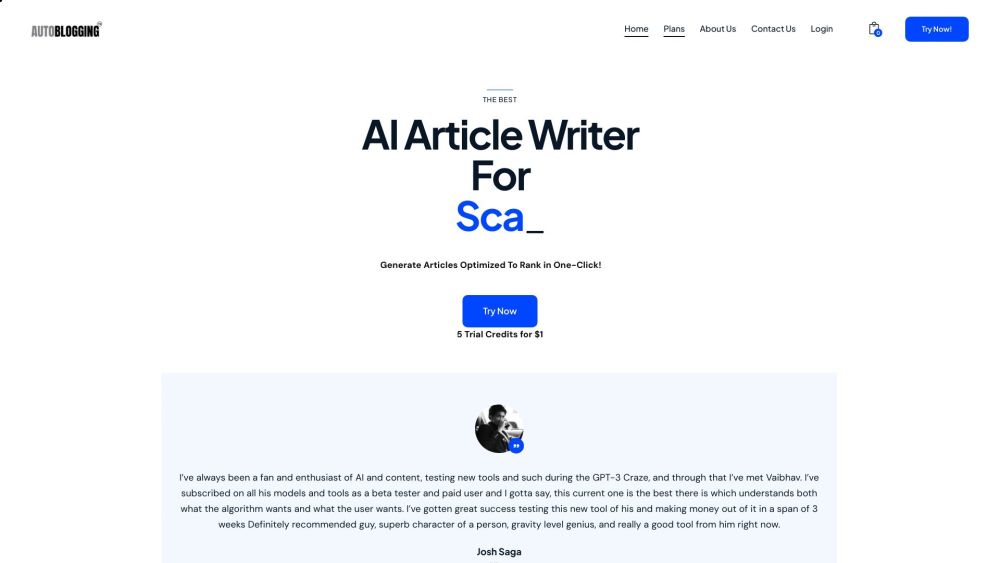 Autoblogging.ai: AI-Driven, One-Click Optimized Articles