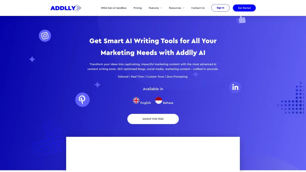 Addlly AI: Blog Writer, SEO Tool, Social Media Aid