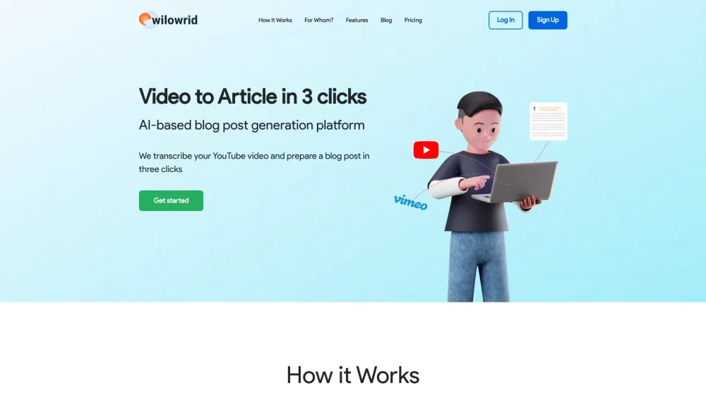 Wilowrid: Convert Videos to Articles in 3 Clicks