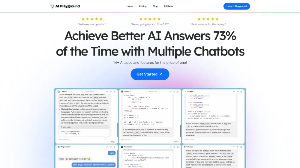 AI Playground: Chat with 10 Bots, Select Top, Affordable