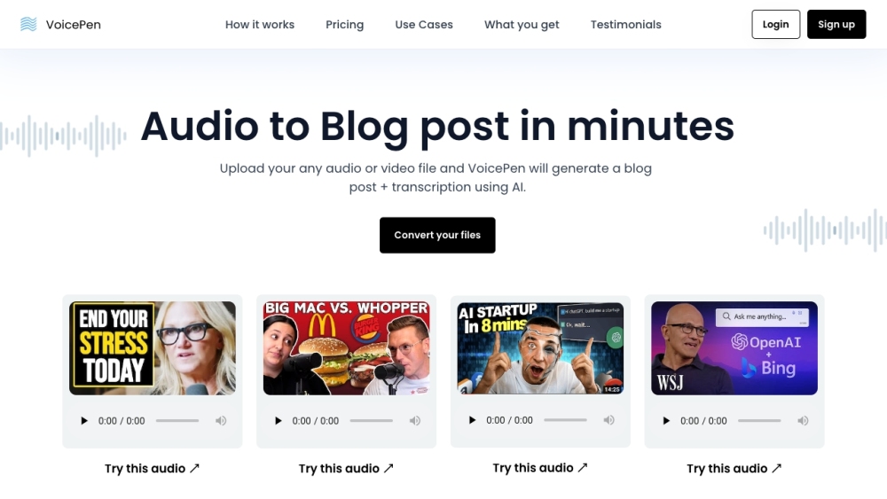 VoicePen: AI Converts Audio/Video to Blog Posts Fast