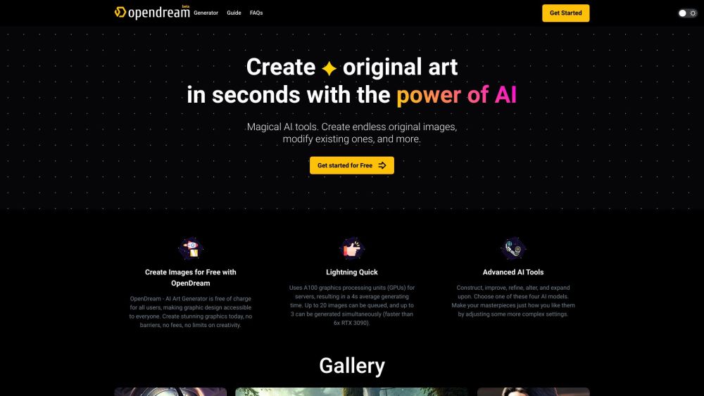 OpenDream: Instant AI Art Generator for Stunning Digital Artwork