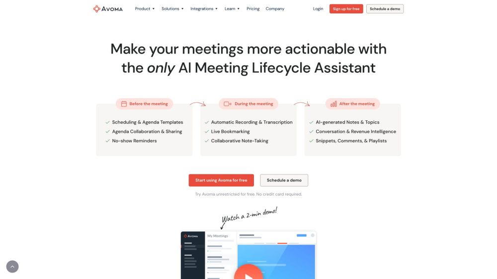 Avoma: AI Meeting Assistant for Enhanced Productivity & Growth