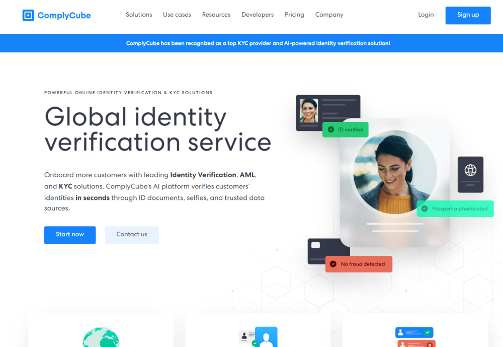 ComplyCube: Online ID Verification, AML, KYC SaaS with AI Technology