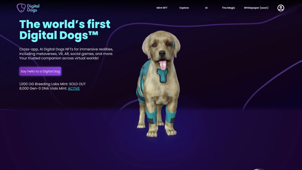 Digital Dogs: AI NFT Platform for VR, AR, Games & Virtual Worlds