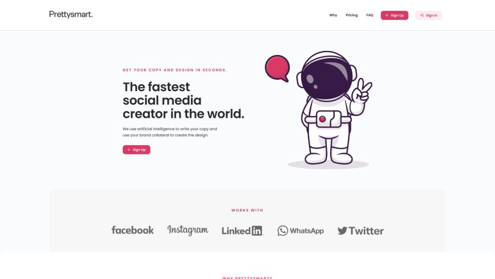 Prettysmart.co: AI-Powered Social Media Creator and Designer : Fastest AI Copywriting & Design