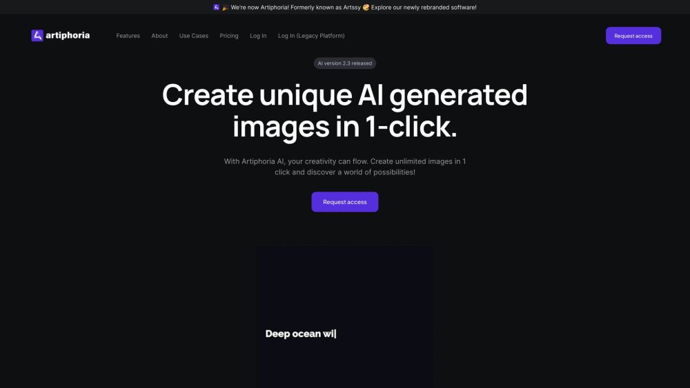 Artiphoria: AI Tool for One-Click Unique Unlimited Image Creation