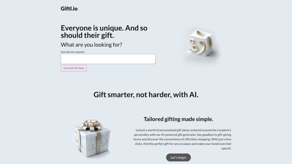 Giftl.io: AI-Powered Personalized Gift Ideas for Easy, Effortless Shopping