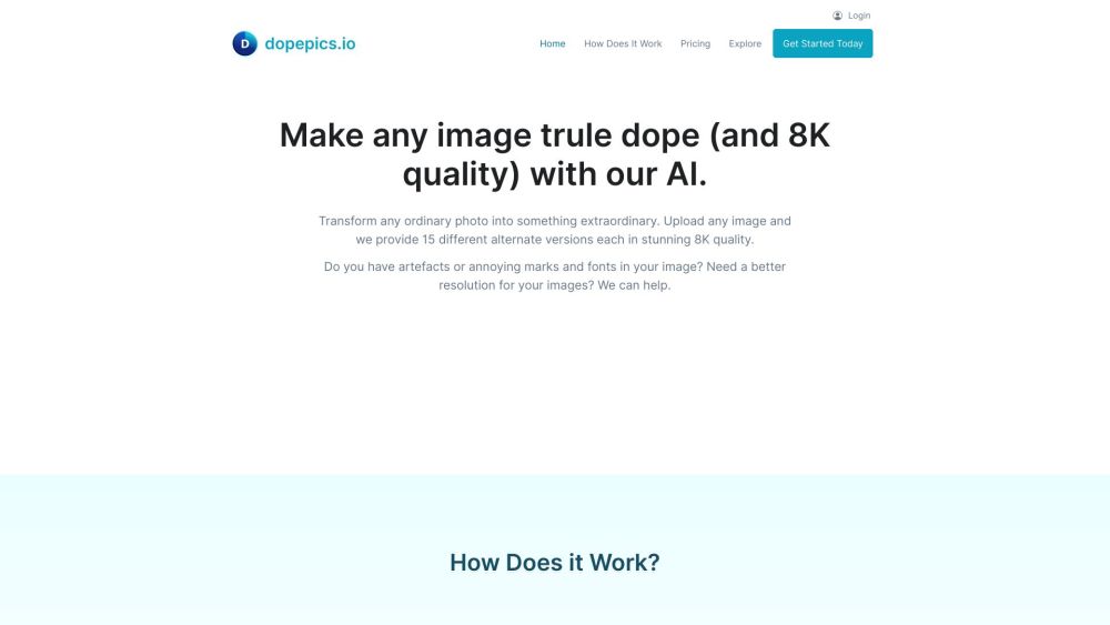 Dopepics.io: AI Enhances Photos to 8K, Removes Artifacts, Offers 50 Versions