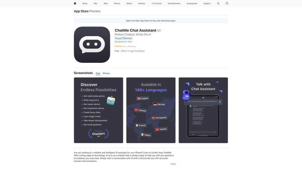 Chatme : AI Chat Assistant Powered By Advanced ChatGPT 4.0 Technology