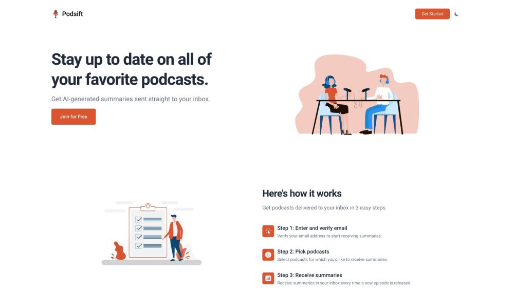 Podsift: Free AI Summaries of Top Podcasts - Stay Updated via Email