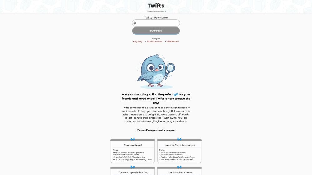 Twifts AI: Personalized Gift Suggestions Using Tweets & AI Insights