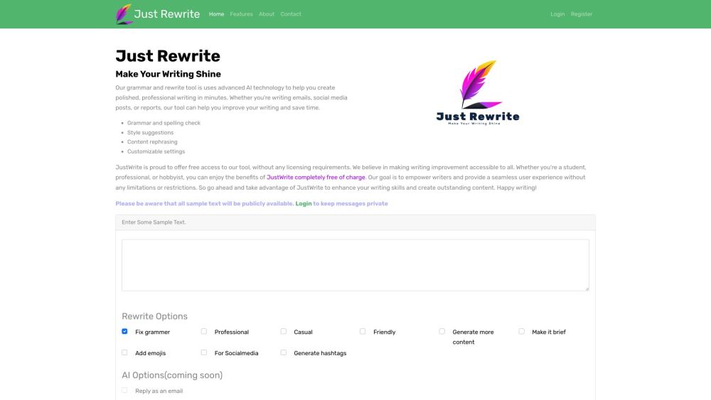 Just Rewrite: Unique, Plagiarism-Free Content Creation and Paraphrasing Tool