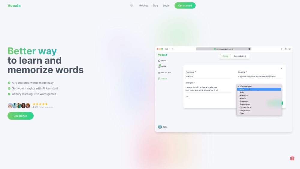 Vocala: AI-Powered Vocabulary Learning & Custom Word Lists