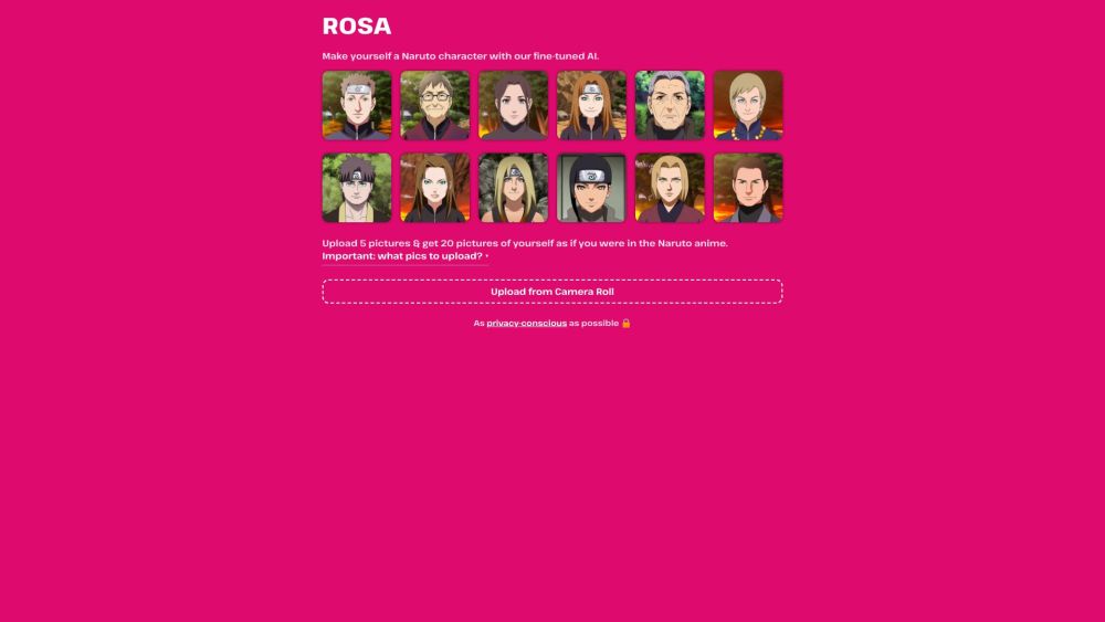 Rosa Naruto Character Generator: AI-Powered Avatar Creator : Transform Yourself into a Naruto Character Using Our AI