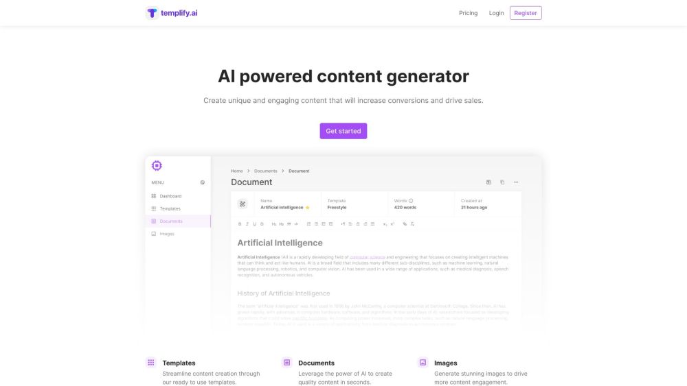 Templify.ai: Quick, Unique Text via AI-Powered Content Tool