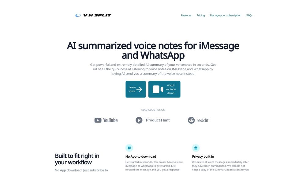 VNSplit: AI Summaries of Voice Notes for iMessage & WhatsApp