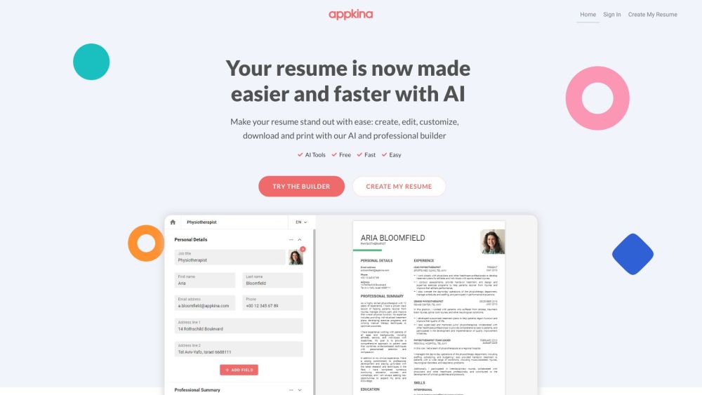 Appkina: Innovative Online Resume Builder for All Career Stages