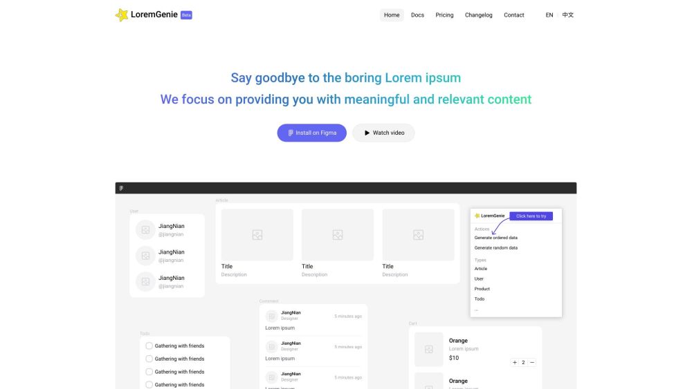 LoremGenie for Figma: Populate Designs with Realistic Data Effortlessly