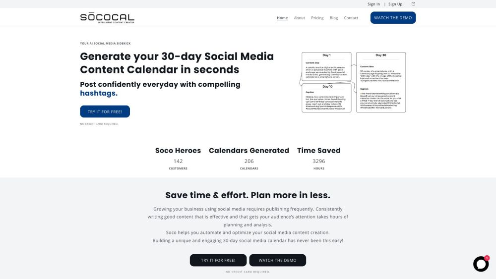 Sococal.ai: AI-Powered 30-Day Social Media Content Generator in Seconds