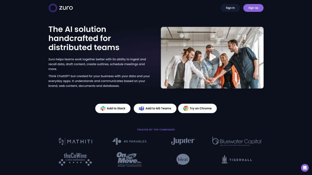 Zuro: AI Team Solution for Content Drafting, Data Recall, Scheduling