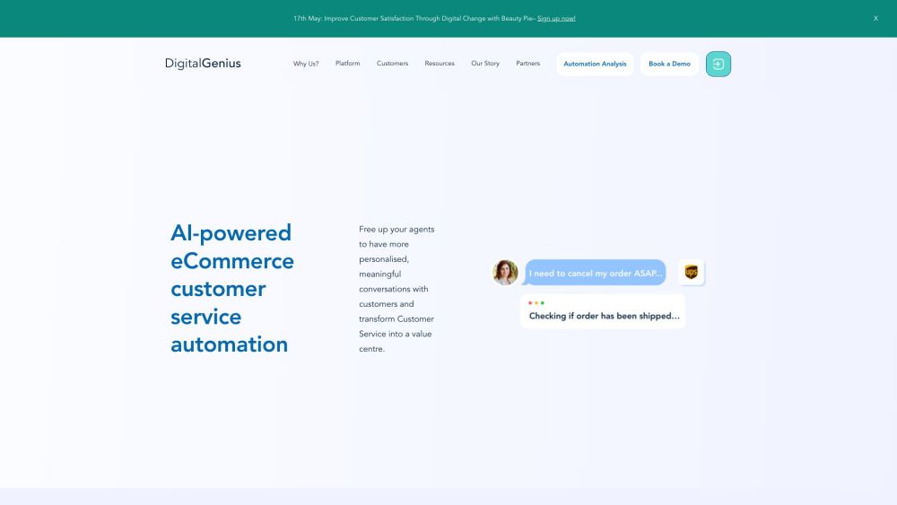 DigitalGenius: AI-Powered Code-Free Customer Experience for Ecommerce DigitalGenius: AI-Powered Code-Free Customer Experience for Ecommerce