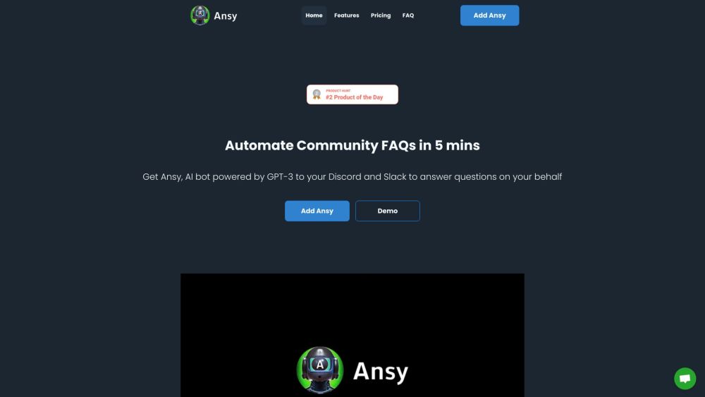 Ansy.ai: GPT-3 AI Bot for Discord & Slack, Automates FAQs & More