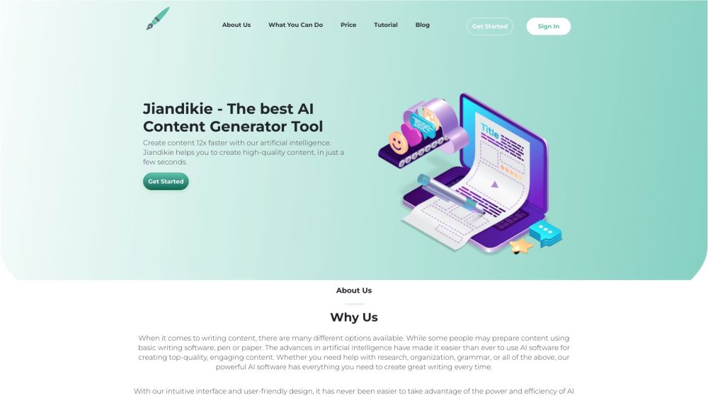 Jiandikie: AI Content Generator for Fast, High-Quality Writing