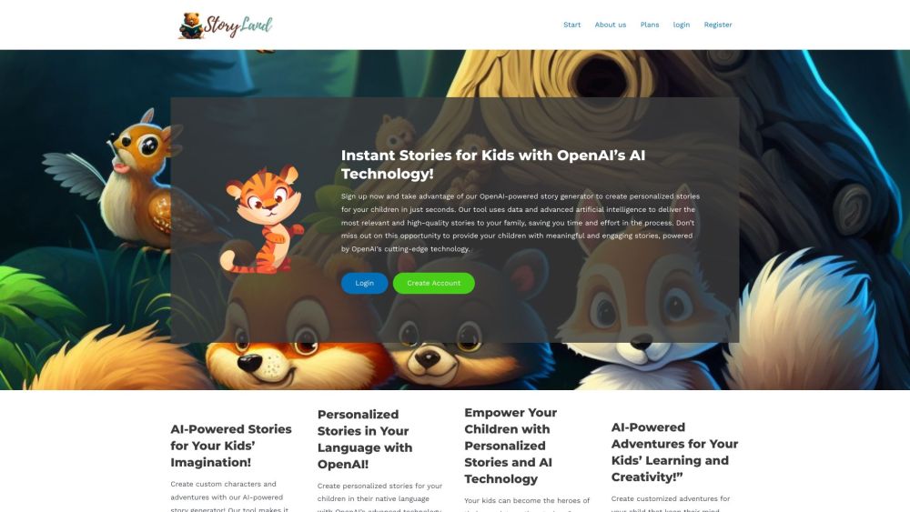 StoryLandAI: Custom Kids Stories Using Advanced OpenAI AI Technology