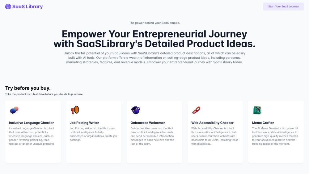 SaaSLibrary: AI-Powered SaaS Ideas, Strategies, Features & Models