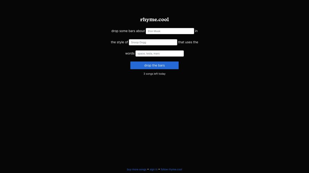 Rhyme.cool : AI-Powered Website for Generating Rap Lyrics Effortlessly