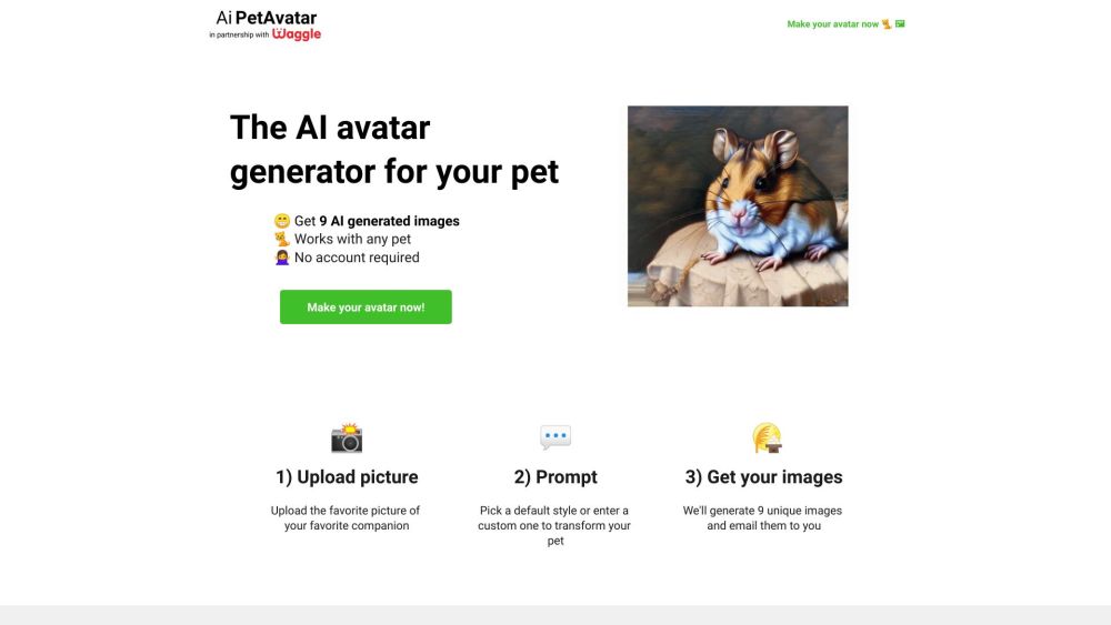 AiPetAvatar.com: Unique AI Pet Avatars, Predefined & Custom Styles