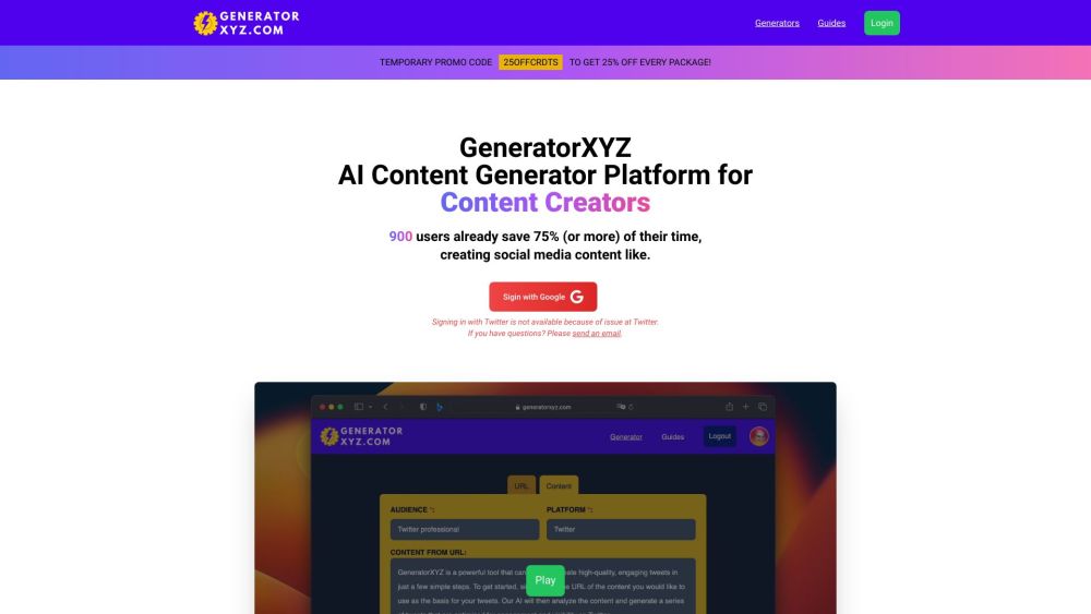 GeneratorXYZ: AI Content Marketing, Fast Social Media Posts