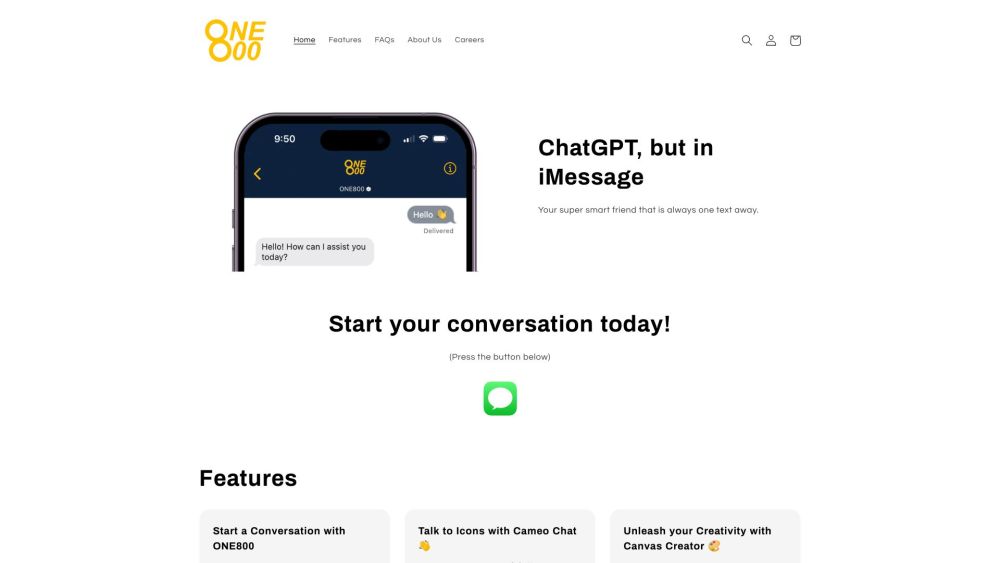 ONE800: ChatGPT for iMessage - AI Tools, Expert Answers, No Download