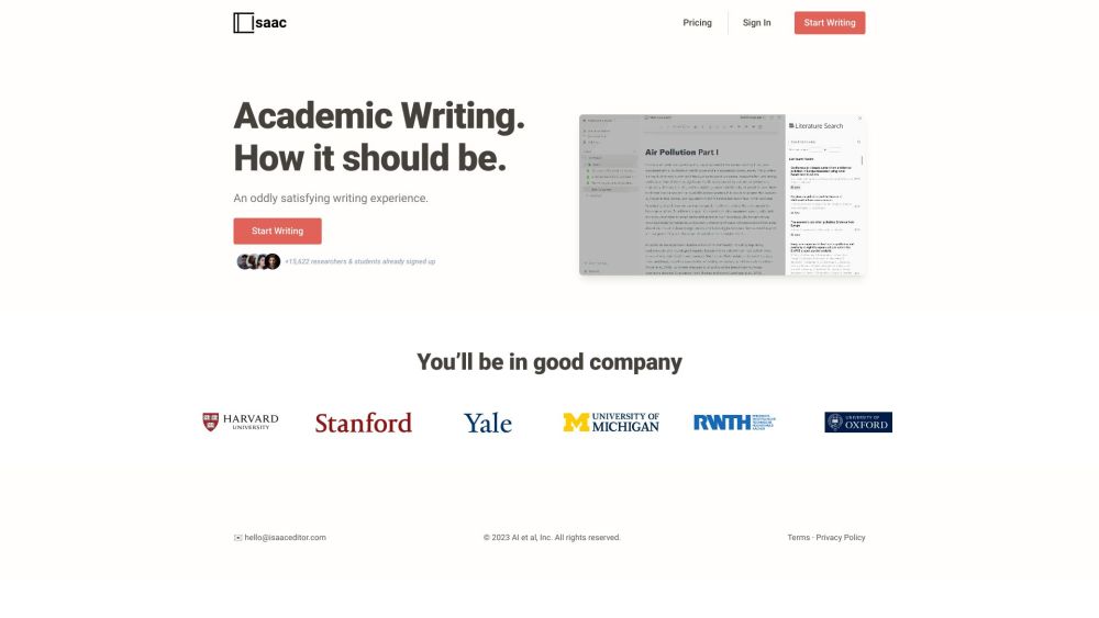 Isaac: AI Writing & Collaboration for Students & Researchers