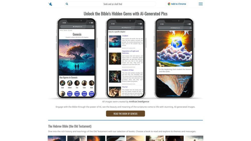 BiblePics: AI-Generated Visual Experience of The Bible - Innovative Images