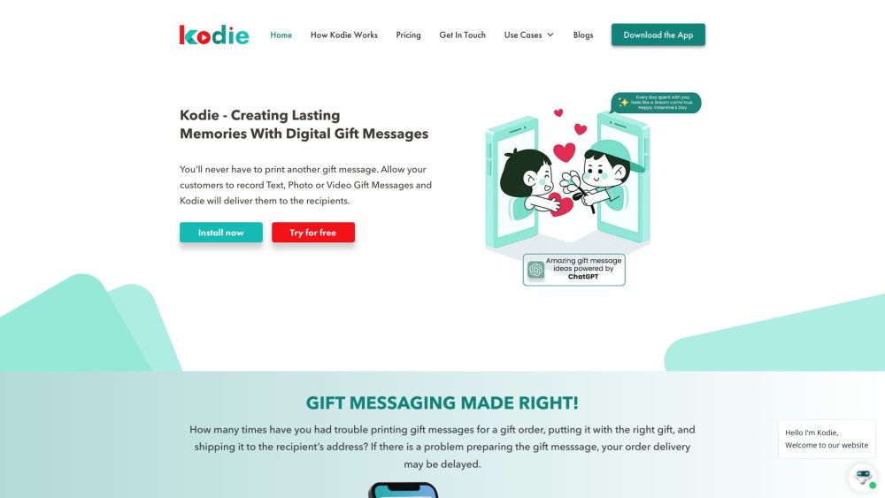 Kodie: Gift Messaging App for Automated Texts & Business Branding