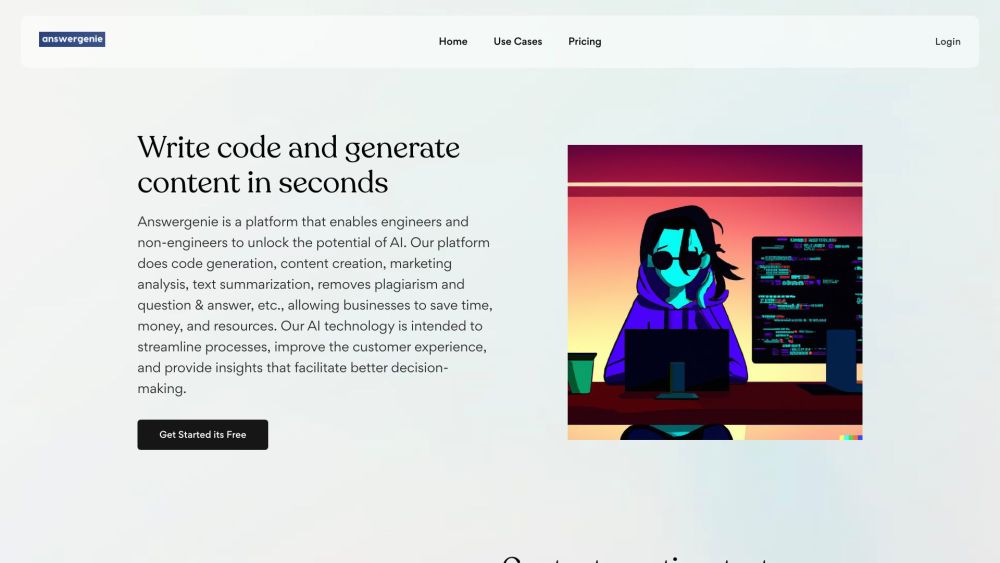 Answergenie: AI for Code Generation, Content Creation & Analysis